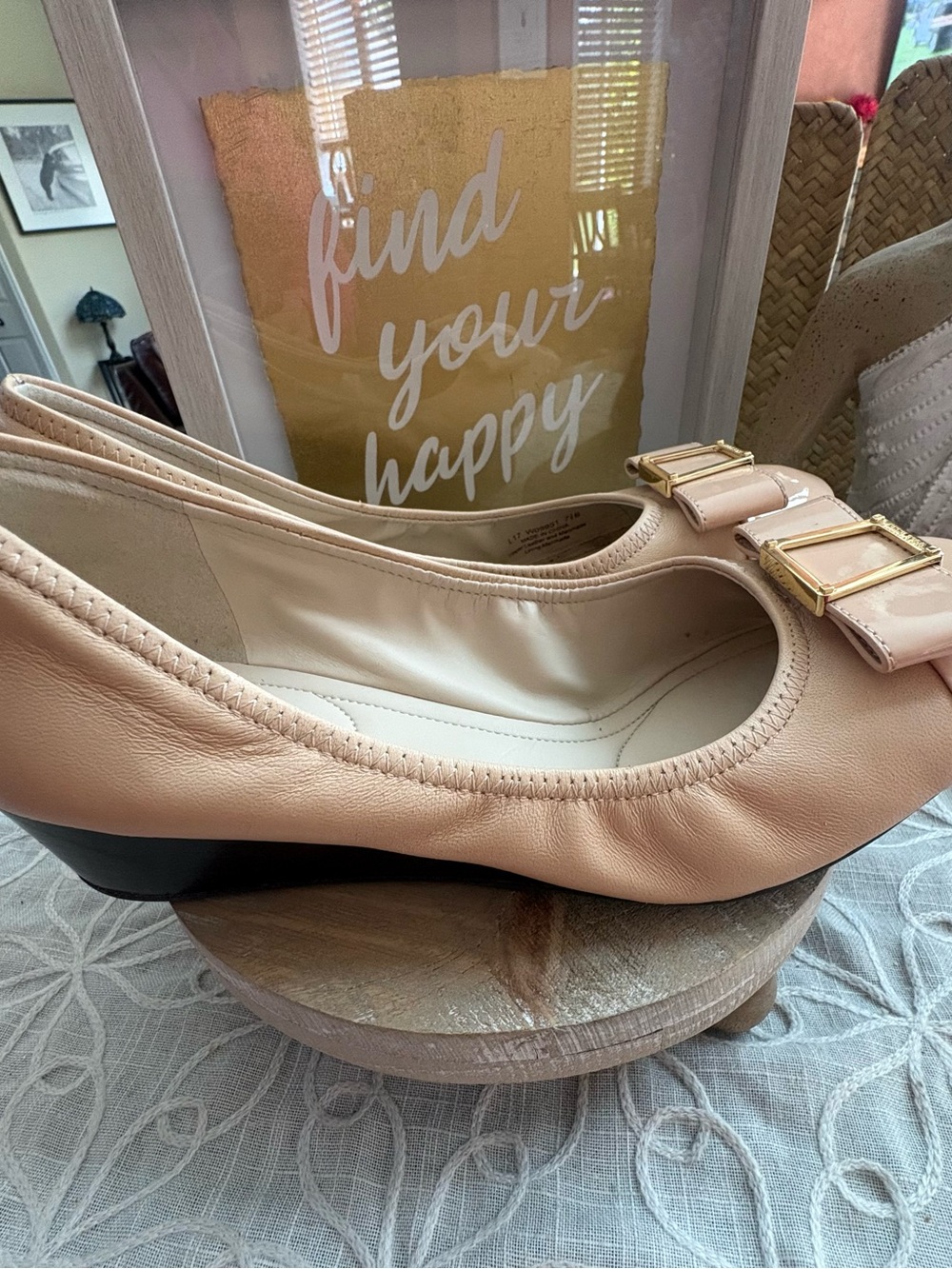 Women's Ballet Wedge Flats in Blush with Buckle Detail | 7.5 B